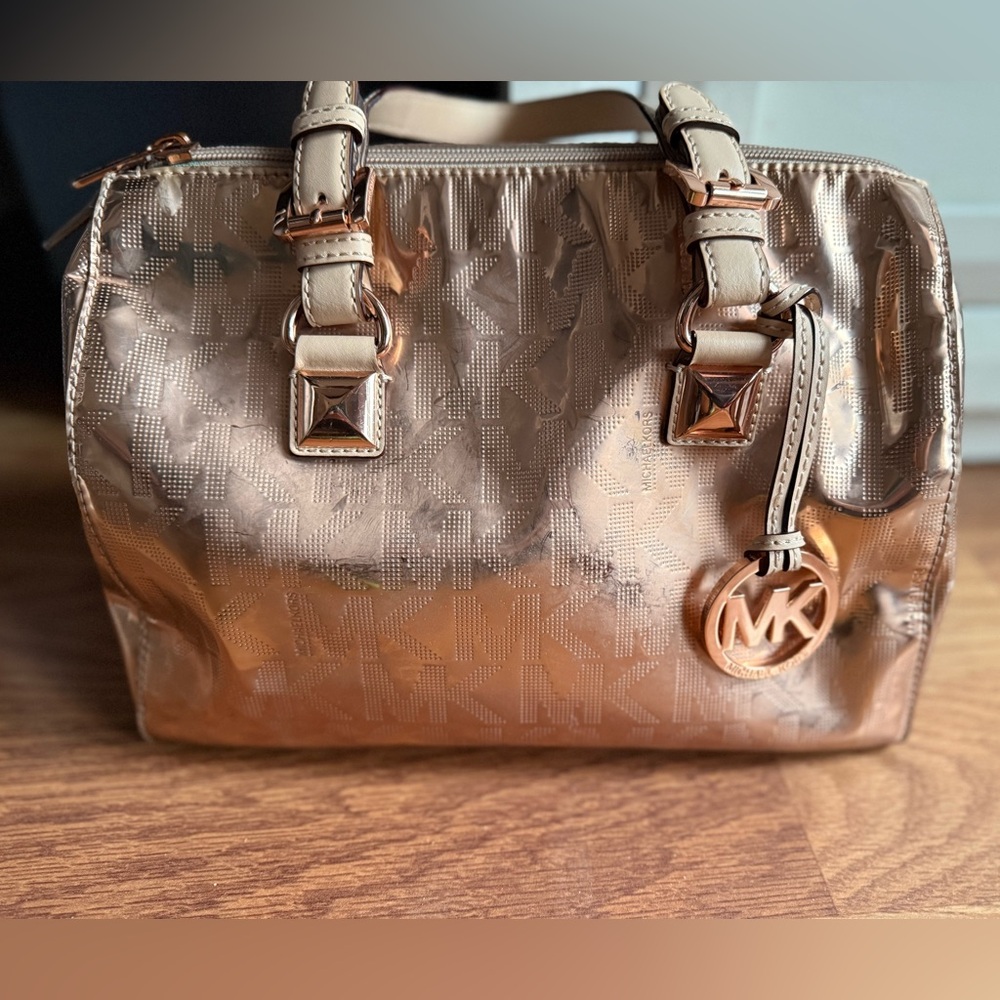Michael Kors Metallic Gold Satchel with wallet